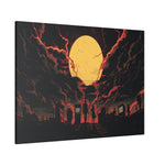 Fiery Moon Canvas Art – Silhouette Wall Poster