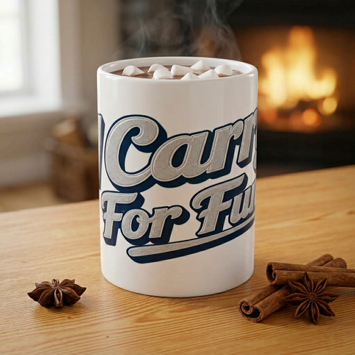 Retro script ceramic coffee mug with vintage lettering
