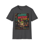 Game Mode Activated retro gamer graphic t-shirt, front view